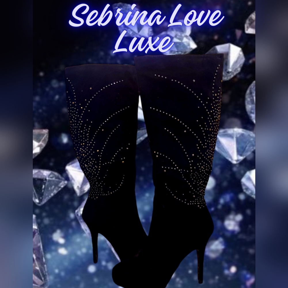 Brand New Black Jewel Embellished Platform Boots